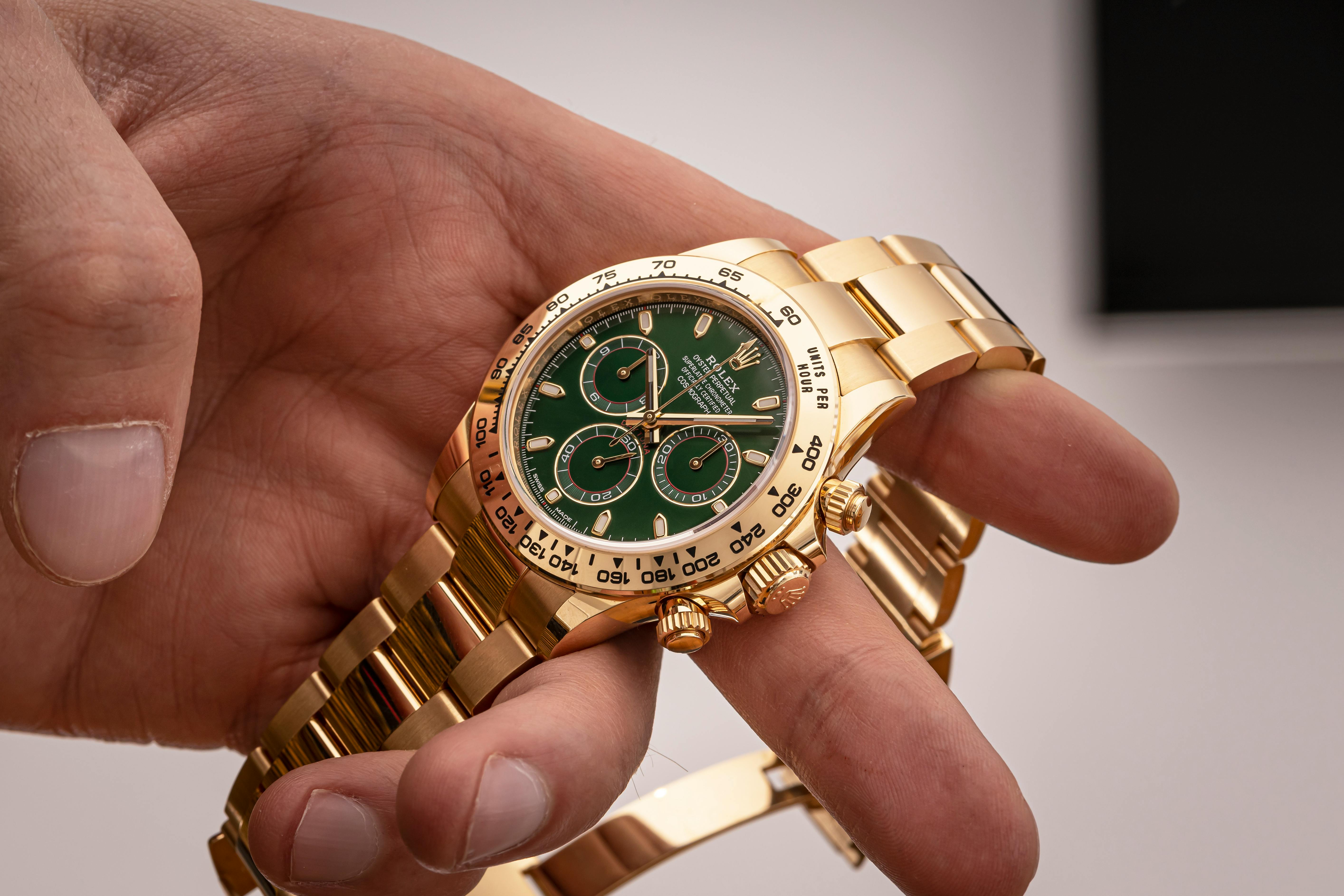 Rolex daytona yellow gold green Clearance