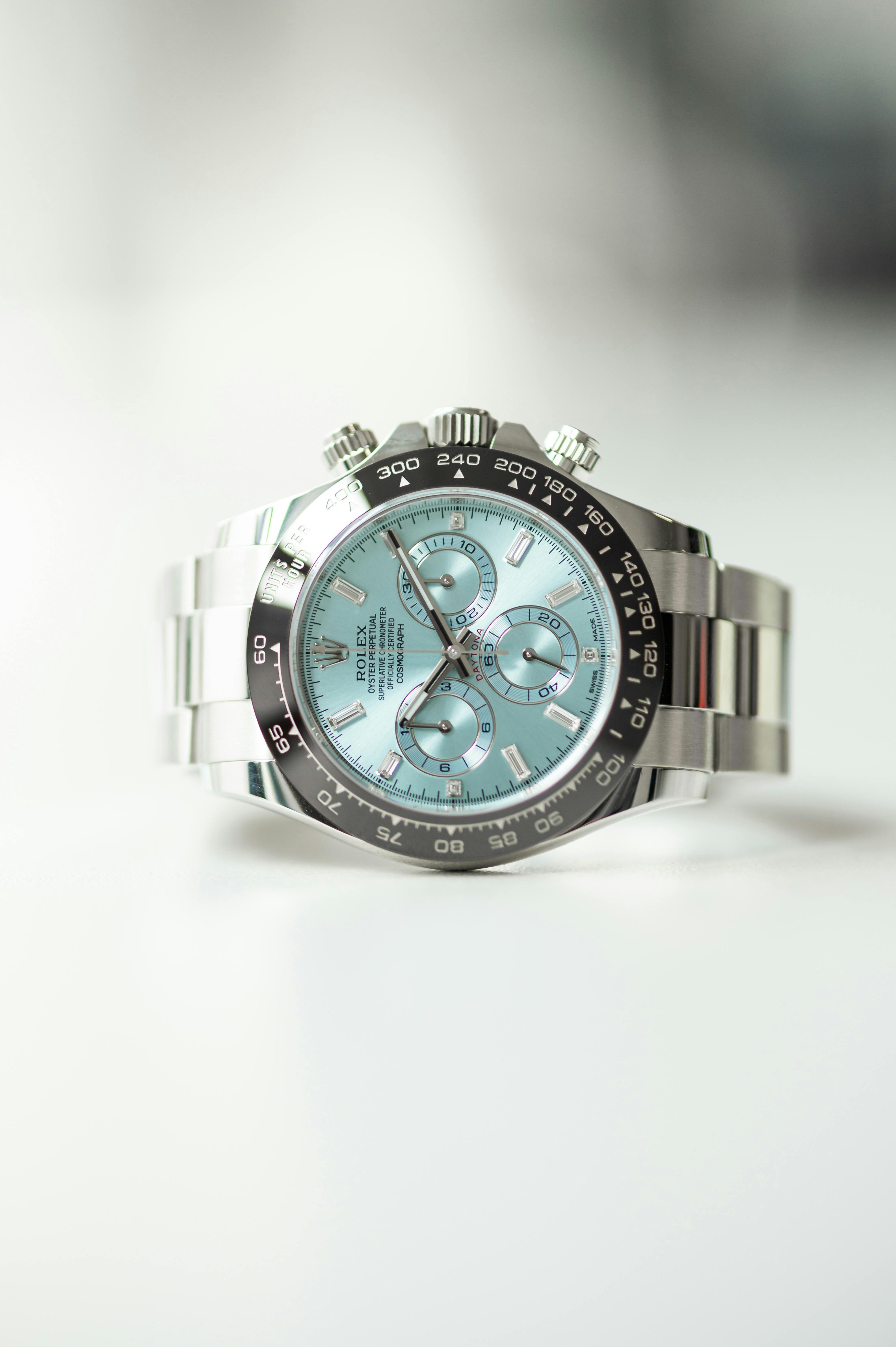 Daytona 116506 Platinum Ice Blue Dial with Diamond Bezel and Markers -  Dealer Clocks