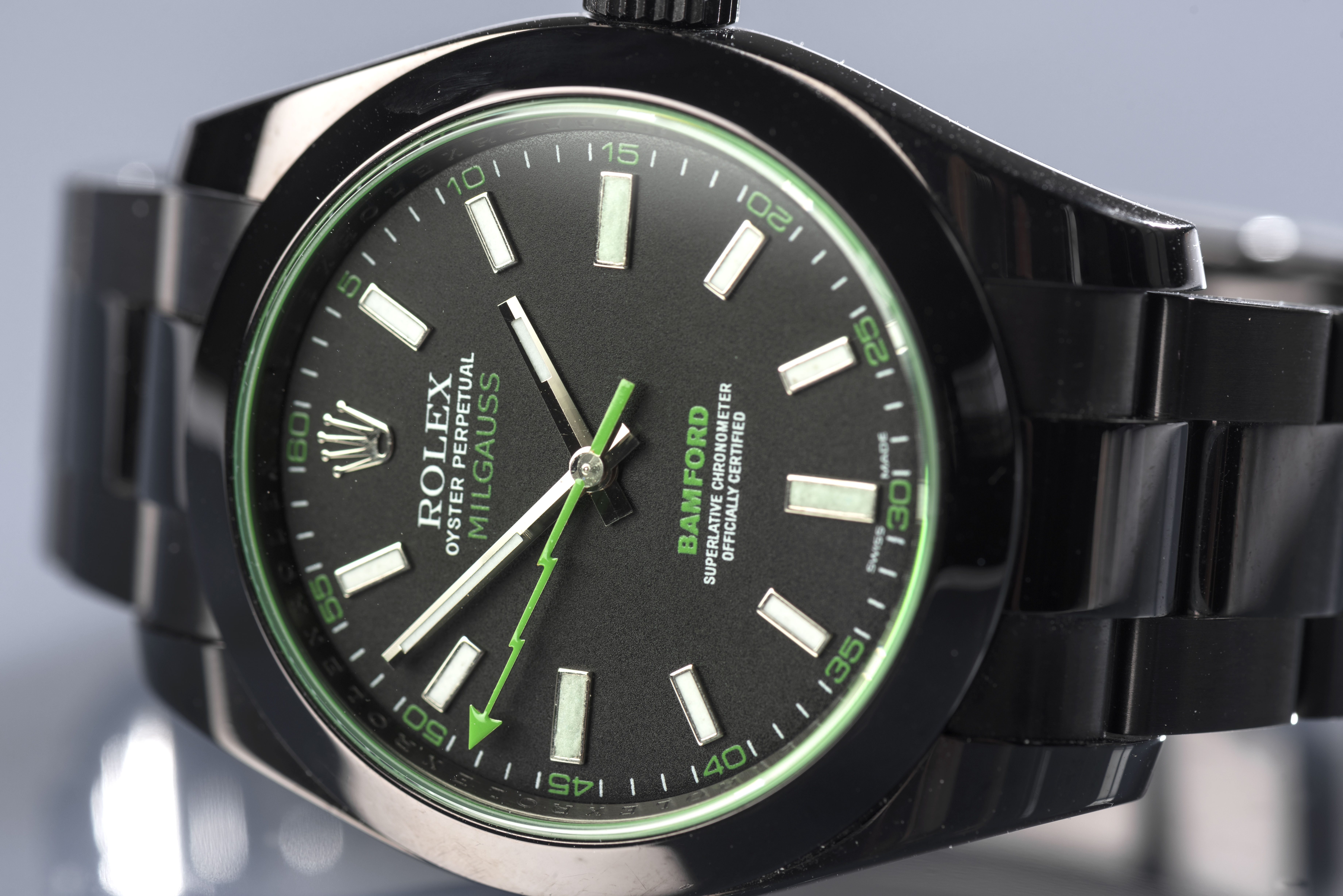 2010 ROLEX MILGAUSS BAMFORD GREEN LIGHTNING for sale by auction