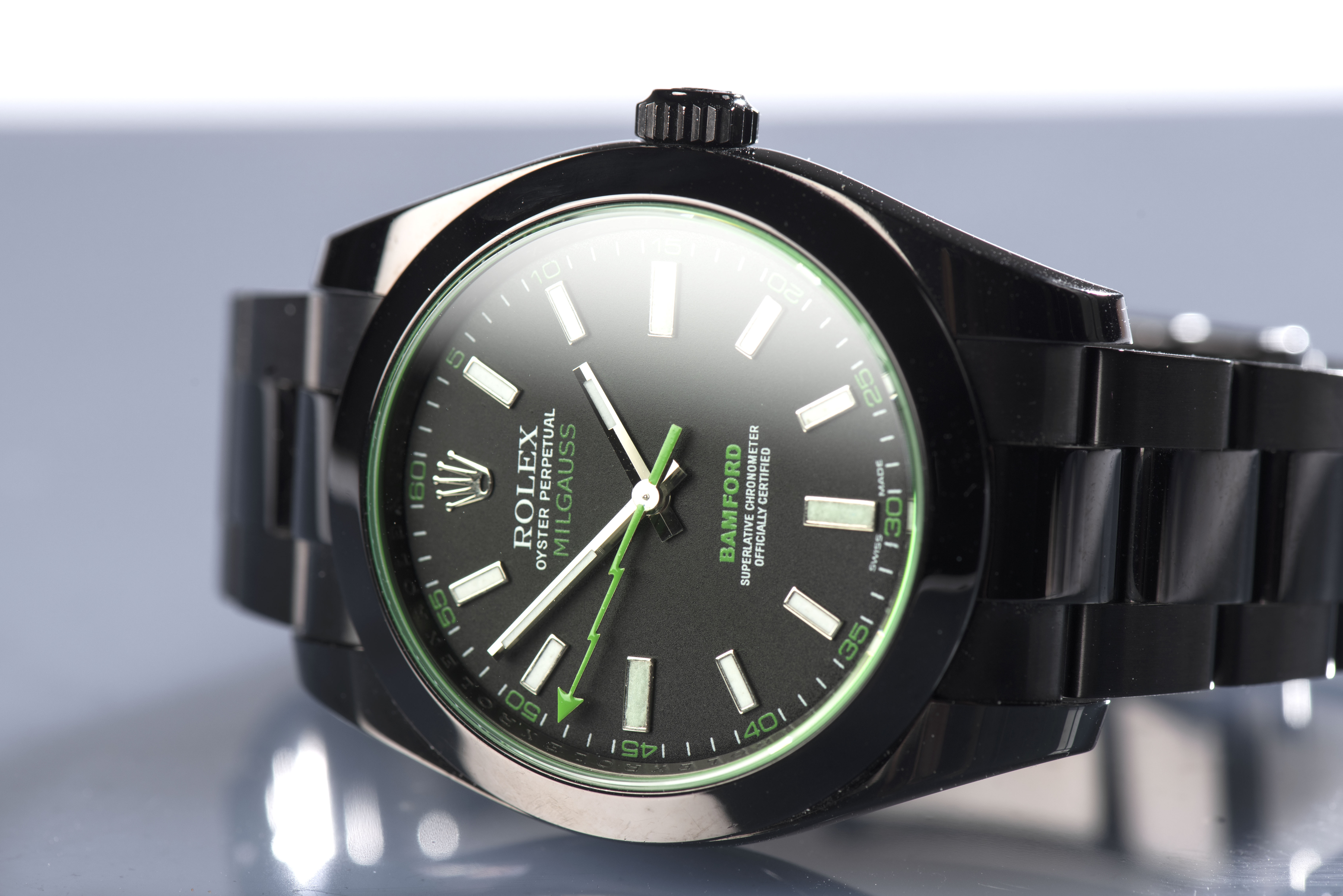 2010 ROLEX MILGAUSS BAMFORD GREEN LIGHTNING for sale by auction