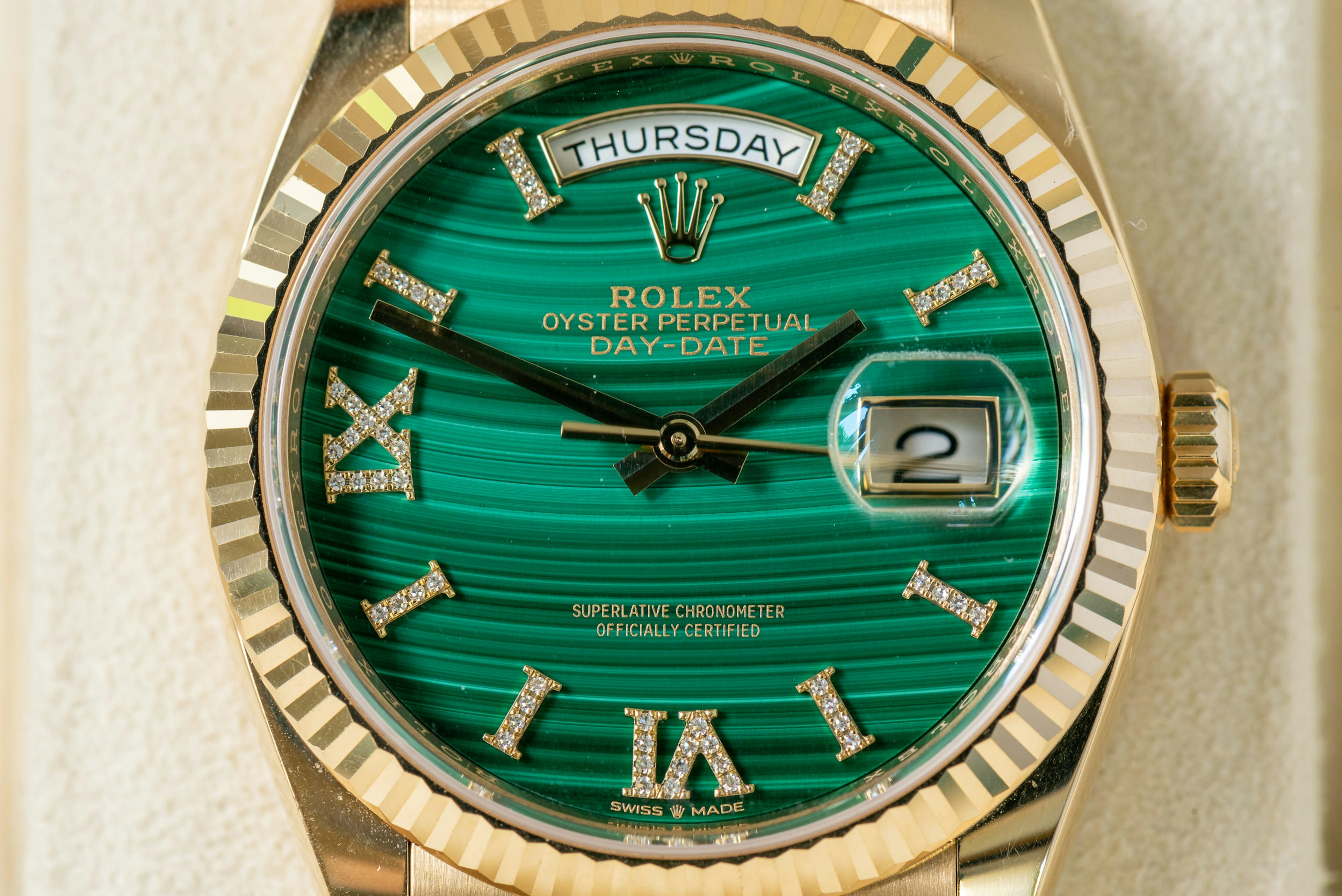 2020 ROLEX DAY-DATE "MALACHITE DIAL" For Sale by Auction in Manchester