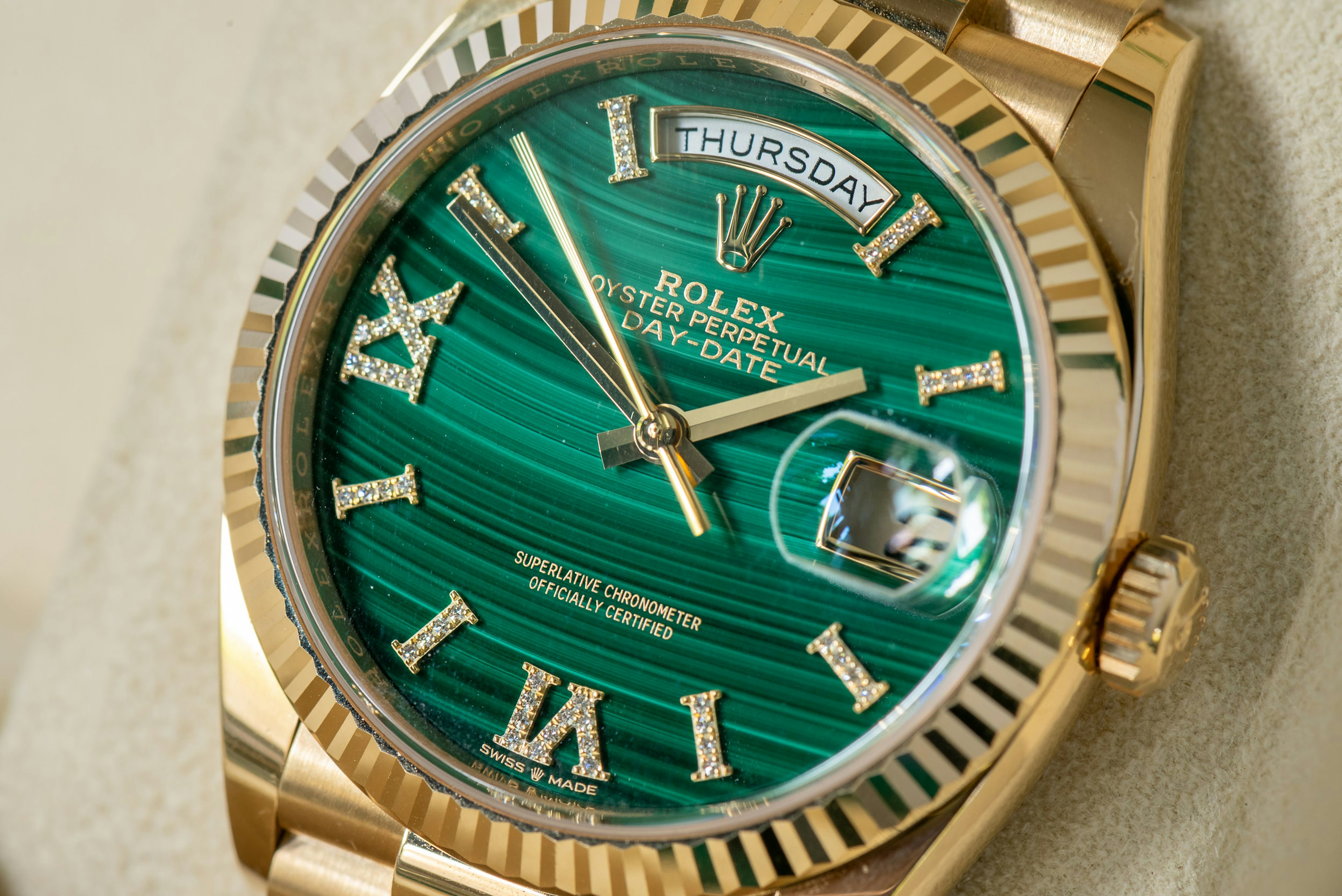 2020 ROLEX DAY-DATE "MALACHITE DIAL" For Sale by Auction in Manchester